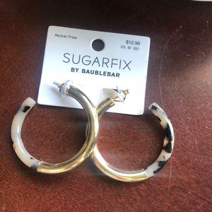 Gold and Turtleshell Hoop Earrings